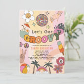 Lasst uns Groovy Retro Junggeselinnen-Abschied hol Einladung (Stehend Vorderseite)
