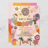 Lasst uns Groovy Retro Junggeselinnen-Abschied hol Einladung (Vorne/Hinten)