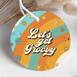 Lasst uns Groovy Retro Rainbow 1. Geburtstag bekom Geschenkanhänger