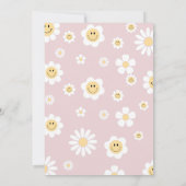 Lasst uns Groovy Retro Sonnenschein Daisy Geburtst Einladung (Rückseite)