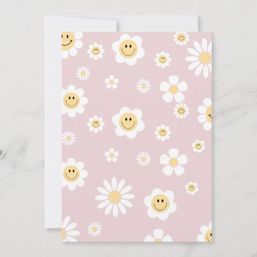 Lasst uns Groovy Retro Sonnenschein Daisy Geburtst Einladung (Rückseite)