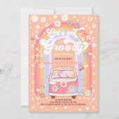 Lasst uns Groovy Van Daisy Hippie 70er Birthday ho Einladung (Vorderseite)