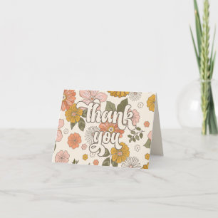 Lasst uns Groovy Vintage Floral Mädchenparty feier Dankeskarte