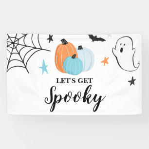 Lasst uns Grusel-Halloween blaue Kürbisse Geburtst Banner