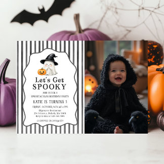 Lasst uns Grusel-Kinder-Halloween-Geburtstagsfoto Einladung