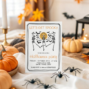 Lasst uns Gruselig Tanzende Skelette Halloween Einladung
