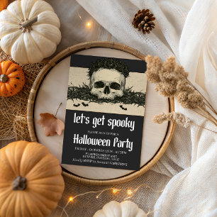 Lasst uns Gruseliger Totenkranz-Halloween-Einladun Einladung