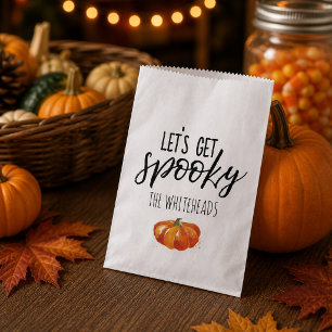 Lasst uns Gruseliges Wasserfarben-Kürbis Halloween Geschenktütchen
