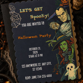 Lasst uns Gruselparty Halloween feiern Einladung