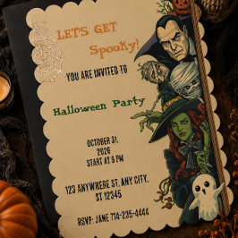 Lasst uns Gruselparty Halloween feiern Einladung