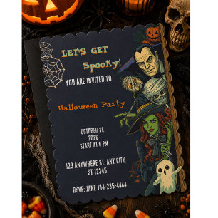 Lasst uns Gruselparty Halloween feiern Einladung