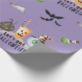 Lasst uns Hallo komisch Funky Halloween Lila mache Geschenkpapier (Ecke)