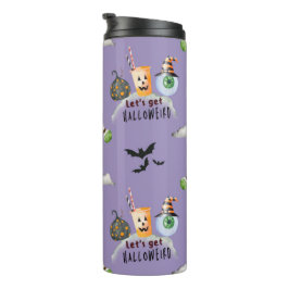 "Lasst uns Hallo-komisch" Funky Halloween Lila Thermosbecher