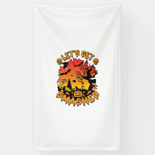 Lasst uns Halloween-Kürbis Gruseliger Baum Flederm Banner