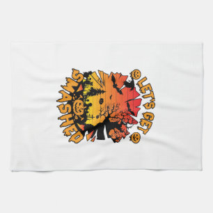Lasst uns Halloween-Kürbis Gruseliger Baum Flederm Geschirrtuch