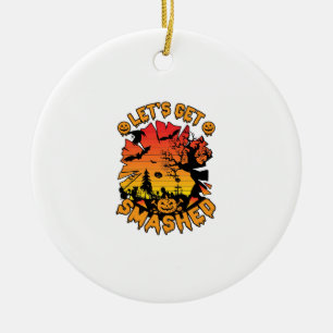 Lasst uns Halloween-Kürbis Gruseliger Baum Flederm Keramik Ornament