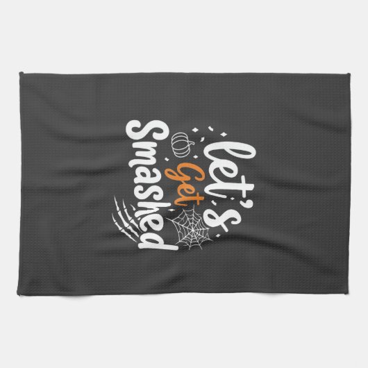 Lasst uns Halloween-Party-Design zerschmettern Geschirrtuch (Horizontal)