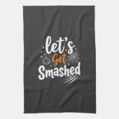 Lasst uns Halloween-Party-Design zerschmettern Geschirrtuch (Vertikal)