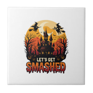 Lasst uns Halloween Spukschloss Hexen P zerquetsch Fliese