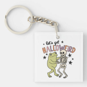 "Lasst uns Halloweird werden" Frosch und Skelett b Schlüsselanhänger