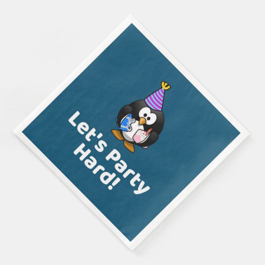 Lasst uns hart Party machen! Penguin Funny Birthda Serviette (Ecke)
