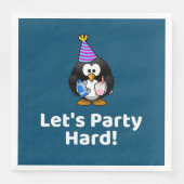 Lasst uns hart Party machen! Penguin Funny Birthda Serviette (Vorderseite)