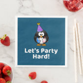 Lasst uns hart Party machen! Penguin Funny Birthda Serviette (Beispiel)