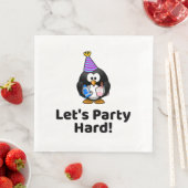 Lasst uns hart Party machen! Penguin Funny Birthda Serviette (Beispiel)
