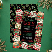 Lasst uns hässliches Weihnachts-Sweater-Party Schw Einladung