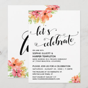 Lasst uns Herzen feiern Script Florals Empfang Einladung