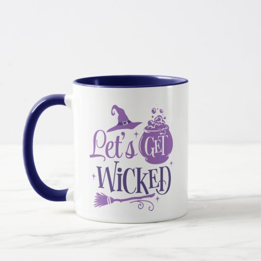 Lasst uns Hexenhut und Broom Halloween bekommen Tasse (Links)