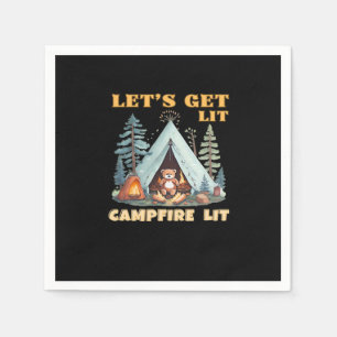 Lasst uns hingehen. Campfire Lit. Camping Quotes-K Serviette