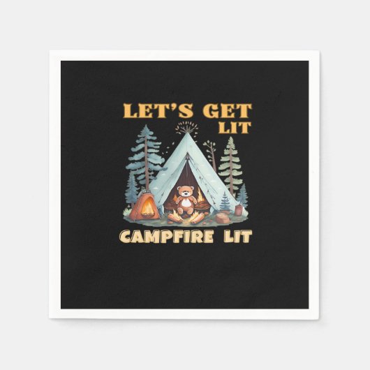 Lasst uns hingehen. Campfire Lit. Camping Quotes-K Serviette (Vorderseite)