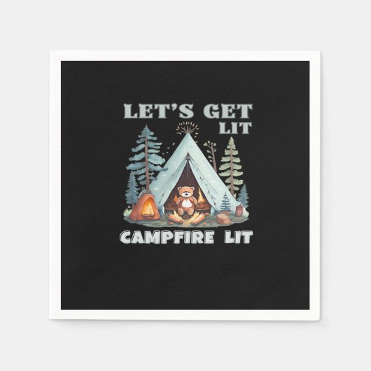 Lasst uns hingehen. Campfire Lit. Vibe Camping Cla Serviette (Vorderseite)