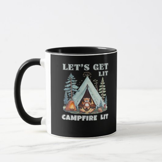 Lasst uns hingehen. Campfire Lit. Vibe Camping Cla Tasse (Links)