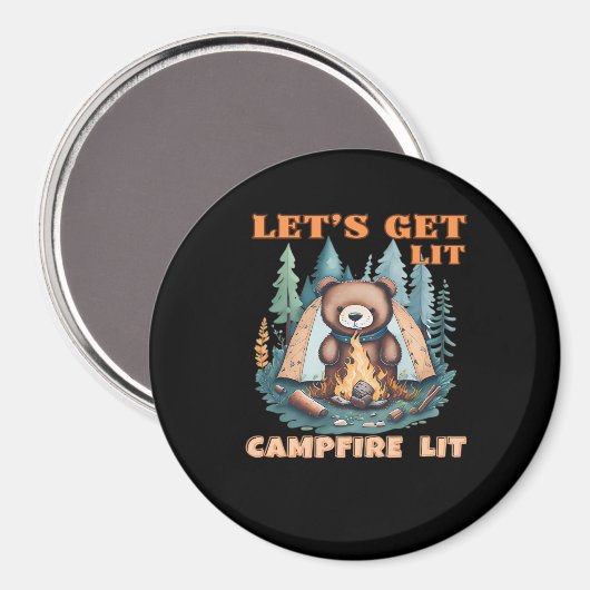 Lasst uns hingehen. Campfire Lit. Zelt Camping Cla Magnet (Vorderseite/Rückseite)