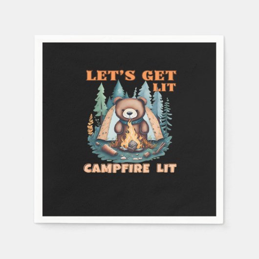 Lasst uns hingehen. Campfire Lit. Zelt Camping Cla Serviette (Vorderseite)