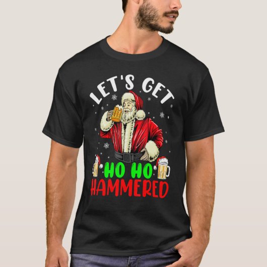 Lasst uns Ho Ho Hammered Weihnachten Weihnachten W T-Shirt (Vorderseite)