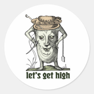 Lasst Uns Hoch Komisches Vintage Stoner Design V-A Runder Aufkleber