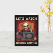 Lasst uns Horror-Filme Gothic Halloween Skeleto an Karte (Gelbe Blume)