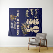 Lasst uns im neuen Party glamourös blau klingeln Wandteppich (Beispiel (Horizontal))