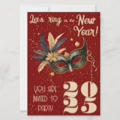 Lasst uns im neuen Party glamourös rot klingeln Einladung (Vorderseite)