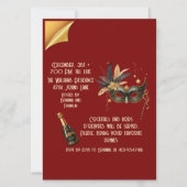 Lasst uns im neuen Party glamourös rot klingeln Einladung (Rückseite)