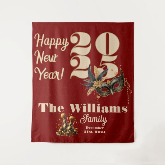 Lasst uns im neuen Party glamourös rot klingeln Wandteppich (Vorderseite)