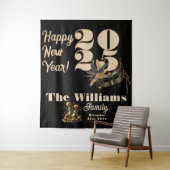 Lasst uns im neuen Party glamourös schwarz klingel Wandteppich (Beispiel)