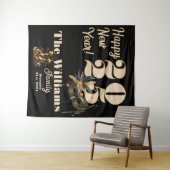 Lasst uns im neuen Party glamourös schwarz klingel Wandteppich (Beispiel (Horizontal))