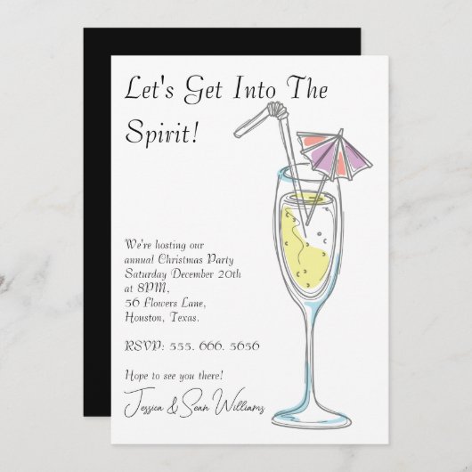 "Lasst uns in den Geist" Weihnachtsfest Party Invi Einladung (Vorne/Hinten)