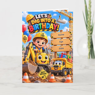 Lasst uns in einen Geburtstag graben! Baustellen-L Karte