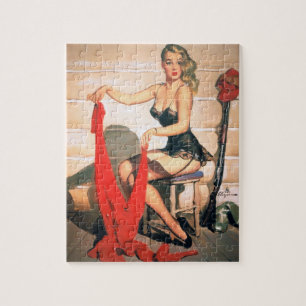 Lasst uns jagen - Vintage Pin-up-Kunst Puzzle