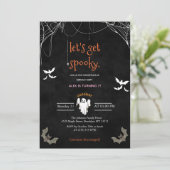 Lasst uns jedes schöne Halloween-Party machen Einladung (Stehend Vorderseite)